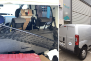 Imatge de l’interior de la furgoneta d’una empresa instal·ladora que va ser regirada durant un robatori.