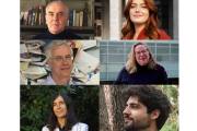 Imatge dels sis científics i divulgadors que participaran en les tertúlies: Javier de Felipe,María Blasco, José Manuel Sánchez Ron, Tamara Pazos, Patricia Fernández de Lis i Ignacio Crespo.