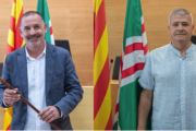 Imatge de l'actual alcalde Jordi Ruiz, i el proper, Xavier Canadell.