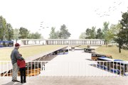 Imatge digital de com es veurà l’estació d’autobusos al Parc Mas Iglesias després d’executar-se les obres de remodelació de l’entorn del Carrilet projectades en l’avantprojecte presentat.