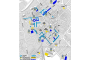 Distribució dels pàrquings municipals, les àrees d’aparcament i la zona blava a la ciutat