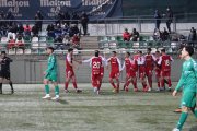 Els joves jugadors del Nàstic celebrant un dels gols del partit de Copa Catalunya contra el Cerdanyola, ahir.