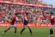 Ander Gorostidi celebrant el seu gol en la golejada del Nàstic contra l’Unionistas de Salamanca.