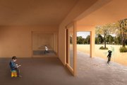 Recreació virtual de com s’espera que quedi la nova escola bressol, que s’ubicarà en una de les pistes actuals de l’Escola Eduard Toda.