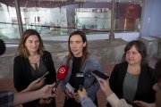 L’alcaldessa de Reus, Sandra Guaita, en una atenció als mitjans als Rentadors del Carme.