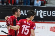 Martí Casas i Marc Julià celebrant un gol.