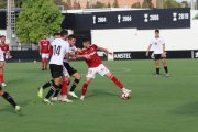 Jaume Jardí durant un amistós contra el Valencia Mestalla d'ara fa dues temporades.