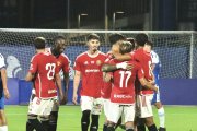 Els jugadors del Nàstic celebrant un dels gols de l’últim amistós contra l’Espanyol B.