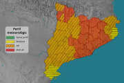 Mapa de Catalunya amb el risc meteorològic per vent.