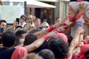 Diada internacional del Concurs de castells 2016. Actuació a la plaça de la font dels Xiquets de Copenhaguen, els Castellers d'Andorra, els Castellers de Paris i els Castellers of London.