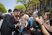 El Rei Felip VI presideix la presentació de Tarracvs, la mascota dels Jocs Mediterranis 2017. A l'entrada del Teatre Tarrahona l'han rebut un centenar de persones, i a la sortida unes 300.