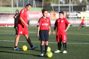 Un moment de l'entrenament d'aquest dilluns del Nàstic Genuine