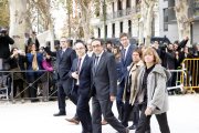 Rull, Mundó, Romeva, Turull, Bassa, Forn i Borràs arribant a l'Audiència Nacional el 2 de novembre.