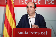 Imatge d'arxiu del primer secretari del PSC, Miquel Iceta, en roda de premsa.