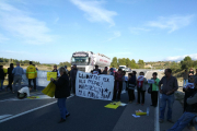 Imatge dels veïns que han tallat la carretera T-333 entre a Arnes.