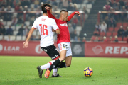 Tejera, durant el Nàstic-Mallorca de la primera volta, un duel molt accidentat que va acabar amb 2-2 i tangana al final.