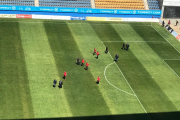 Els jugadors del Nàstic, en arribar al camp.