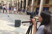 Un moment de l'enregistrament del lipdub, rodat en diversos espais cèntrics de la ciutat.