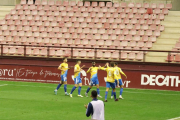 Els jugadors del Nàstic celebrant el gol que va marcar Lupu per encetar el marcador.