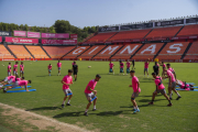 Imatge de l'entrenament del Nàstic durant el passat dilluns.