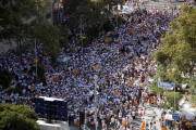 Els manifestants omplen els trams de les mobilitzacions de la Diada a Barcelona, Tarragona, Berga, Lleida i Salt