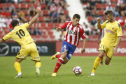 Máyor, en una acció del partit contra el Girona, a Montilivi, aquesta temporada amb el CF Reus.