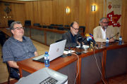 El director tècnic del COPATE, Josep Aragonès, el vicepresident del COPATE, Alfons Montserrat, i el director del Campus Terres de l'Ebre de la URV, Azael Fabregat, en la presentació del PECT. Imatge del 17 d'octubre de 2016 (horitzontal)