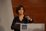 Imatge de la vicepresidenta del govern espanyol, Soraya Sáenz de Santamaría, aquest 1 d'octubre.