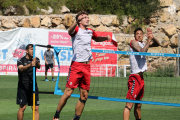 Barreiro i Mesa en un dels últims entrenaments del Nàstic