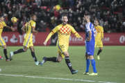 Álvaro Vázquez celebra el gol anotat contra el CF Reus.