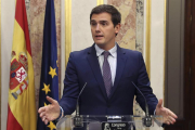 El president de Ciutadans, Albert Rivera, durant la seva compareixença al Congrès aquest 11 d'octubre.