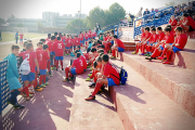 Nens del club durant la presentació de la plantilla.