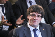 El president del Govern, Carles Puigdemont, abans de començar el Consell Nacional extraordinari del PDeCAT.