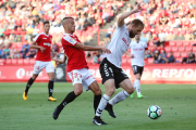 Sergio Tejera, durant el partit que va disputar el Nàstic contra l'Albacete aquesta temporada al Nou Estadi.