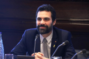 Imatge del president del Parlament, Roger Torrent, a la reunió de la Junta de Portaveus, el passat 6 de març.