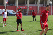 Javi Márquez, al centre de la imatge, entrenant.