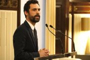 El president del Parlament, Roger Torrent, en la compareixença d'aquest 26 de gener.