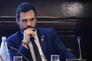 El president del Parlament, Roger Torrent, abans de la Junta de Portaveus, el 29 de maig.