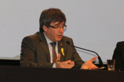 Carles Puigdemont en roda de premsa a Ginebra el 18 de març.