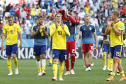 El suec Mil Forsberg celebra el triomf contra Corea del Sud.