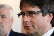 Carles Puigdemont, durant la visita al Parlament finès.