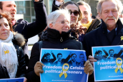 Clara Ponsatí a l'acte de protesta per reclamar l'alliberament dels presos el 28 de febrer del 2018.