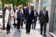 L'arribada, d'esquerra a dreta, de Joana Ortega, Irene Rigau, Artur Mas i Francesc Homs al Tribunal de Comptes el 10 d'octubre de 2018.