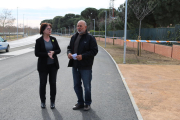 L'alcaldessa Camí Mendoza i el regidor d'Obra Pública en la visita d'obres.