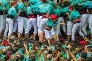 L'eufòria d'un petit casteller de la colla de Vilafranca.