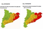 Mapa de la previsió de pluges durant el vespre d'avui