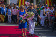 Imatge d'arxiu d'un instant de l'ofrena floral al monument de Rafel Casanova de la passada Diada.