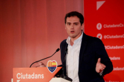 El president de Ciutadans, Albert Rivera intervenint en un acte del partit a Barcelona.