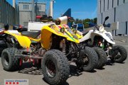 Pla general d'uns quads reparats amb peces robades en un taller clandestí ,al barri tarragoní de Torreforta. S'han detingut els mecànics. Els quads es troben en dependències policials a Tarragona. Imatge publicada el 10 de maig del 2019 (Horitzontal)