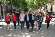 Miquel Iceta, al centre, amb Andreu Martín, durant el seu pas per la capital del Baix Camp, ahir.